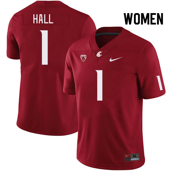 Women #1 Stephen Hall Washington State Cougars College Football Jerseys Stitched Sale-Crimson